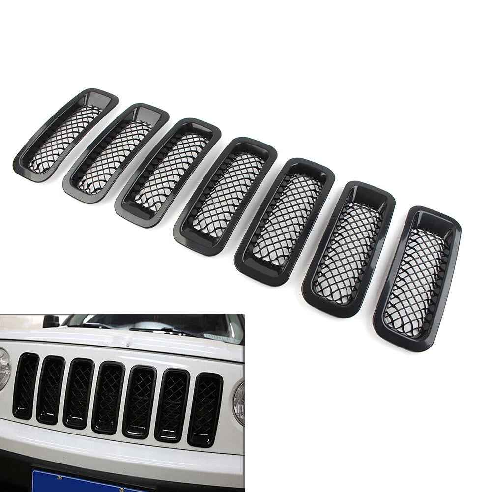 7X Front Mesh Grille Grill Cover for Jeep Patriot (2011–2017)