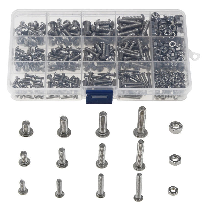 440pcs Stainless Steel Screw Kit M3 M4 M5 for Various Applications
