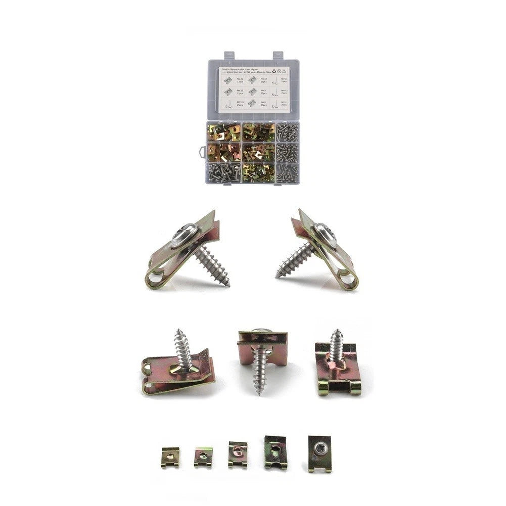 Set of 110 U Clip Nut Fasteners for Motorcycle and Car Applications