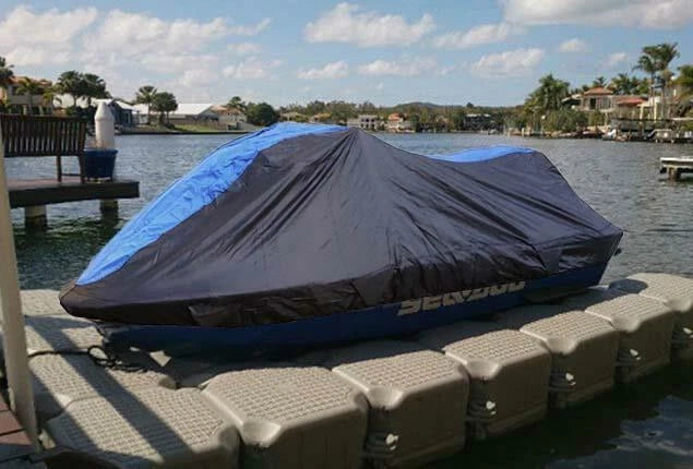 Semi-Custom Dust Cover for SeaDoo GT GTX GTI GTS (420 Denier, Blue/Black)