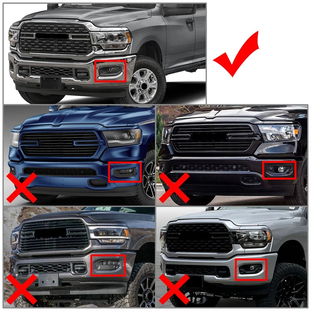 Fog Light Lamp Bezel Cover Kits For Dodge Ram 2019-2024 68449341AA