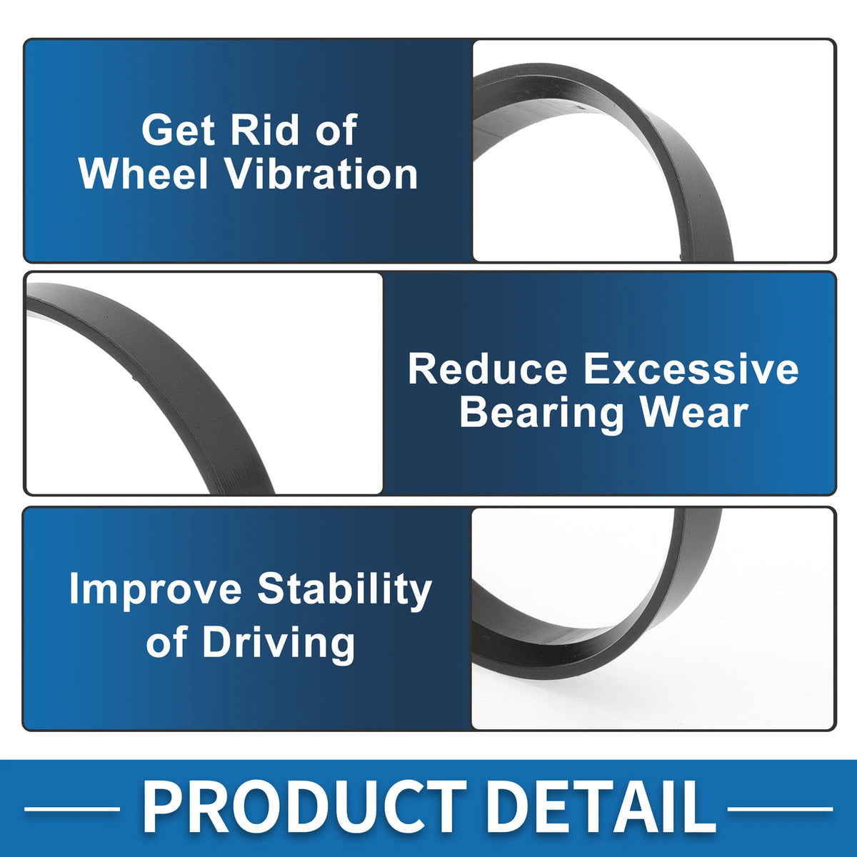 Set of 4 Hub Centric Rings 60.1mm to 56.6mm Black Polycarbonate