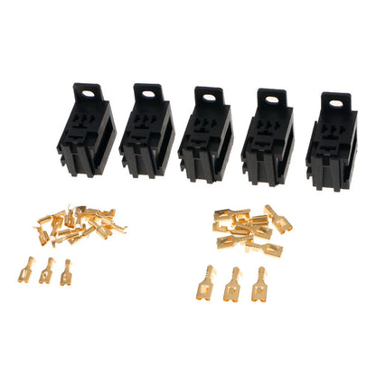 Set of 5 Car Relay Socket 40A 5Pin with 6.3mm & 4.8mm Terminals