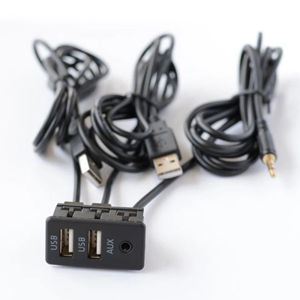 Dual USB Interface Charging and AUX Extension Cord for