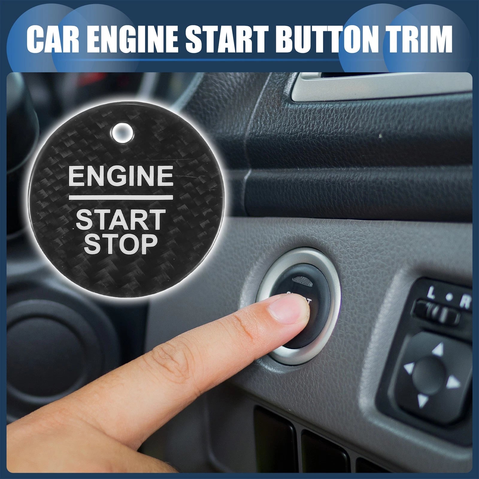 Engine Start Stop Button Cover for Ford (Black)