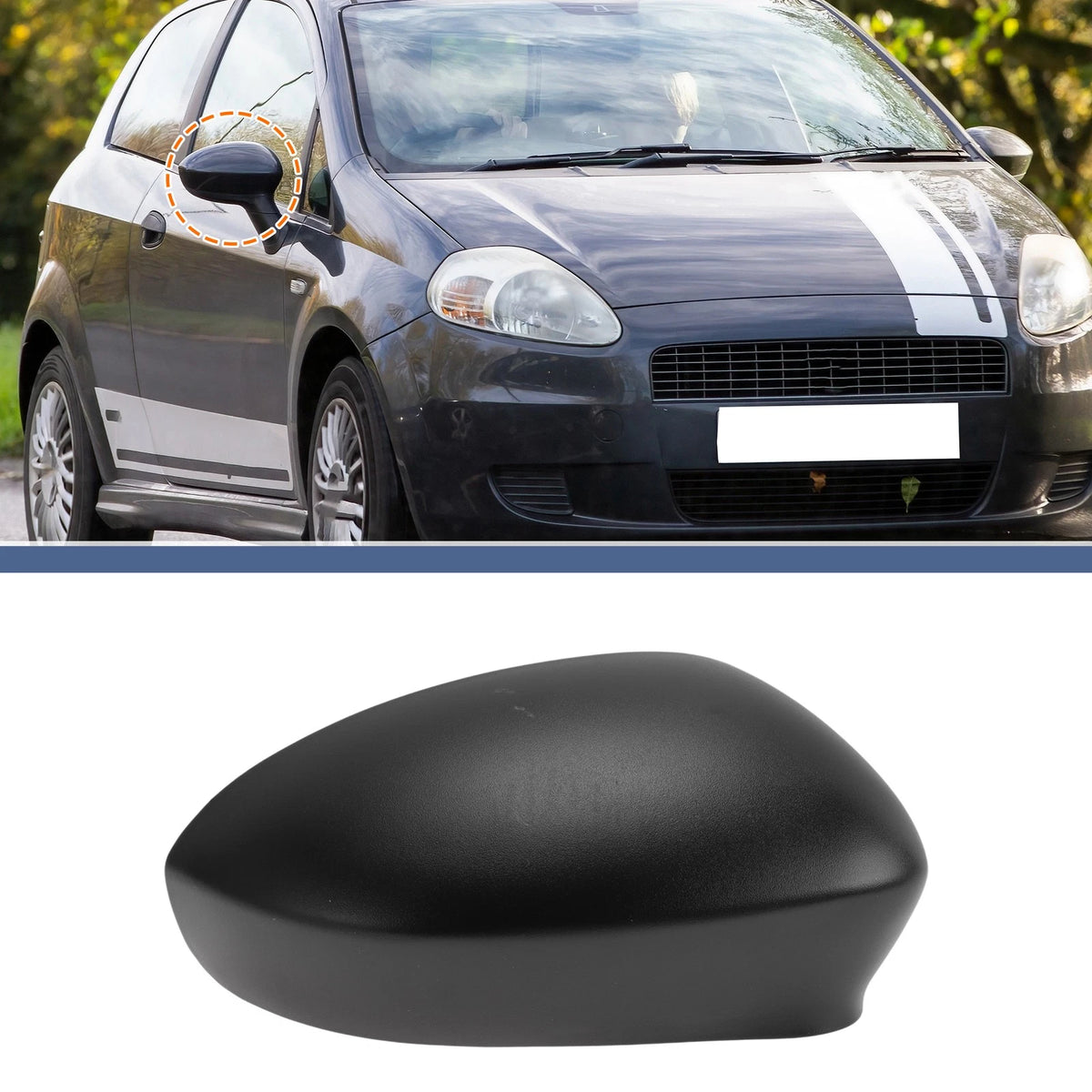 Right Driver Side Mirror Cover Cap for Fiat Grande Punto (2005–2018)
