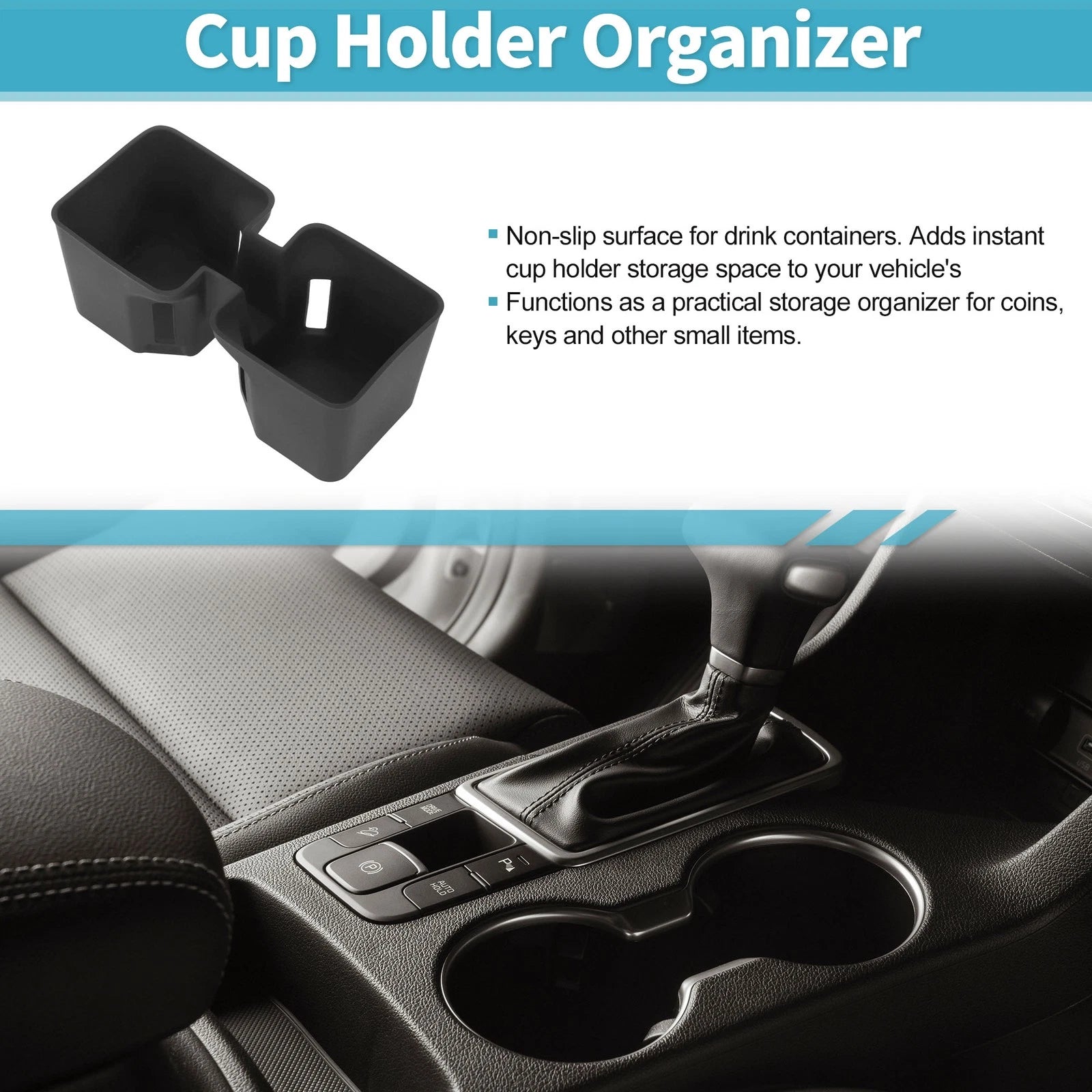 Center Console Cup Holder Organizer for Lexus GX550 (2024–2026) ABS Black