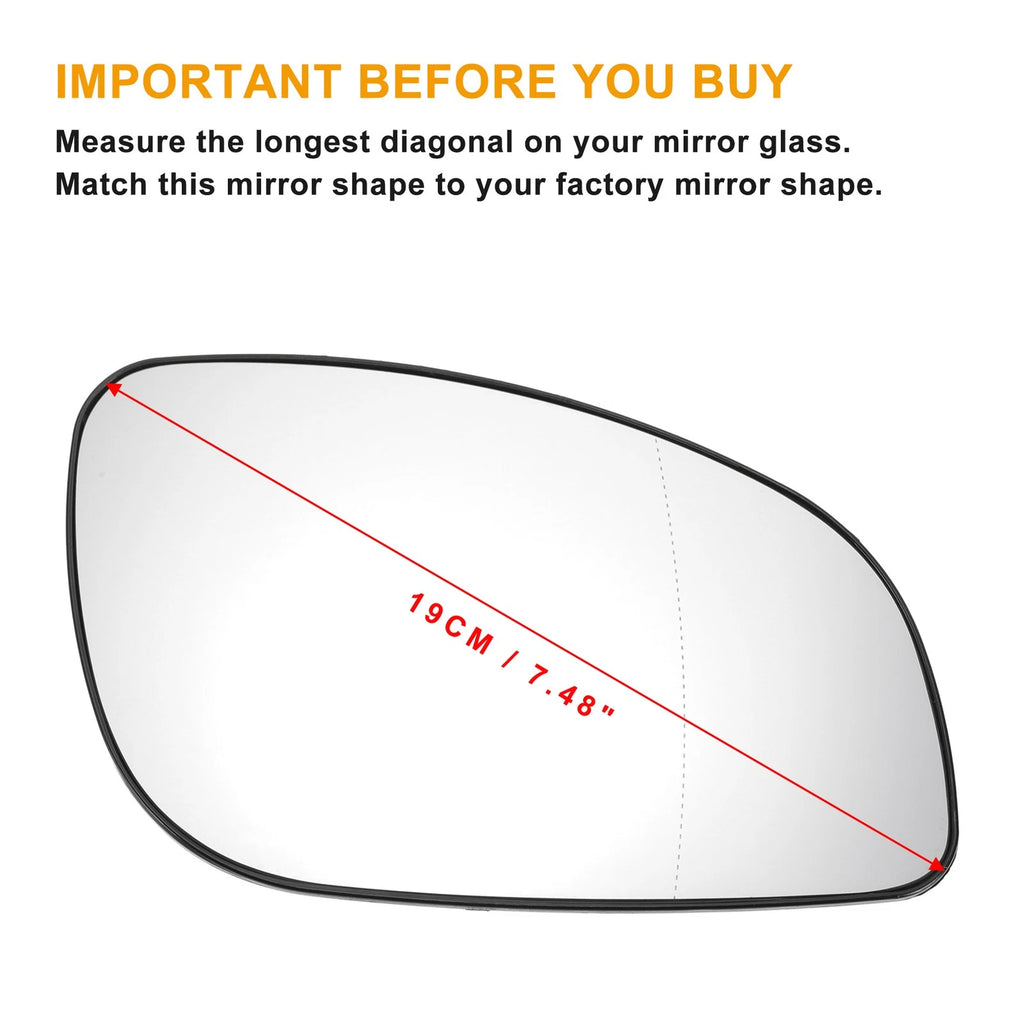 Right Side Heated White Mirror Glass for Opel Vectra C (2002–2008)