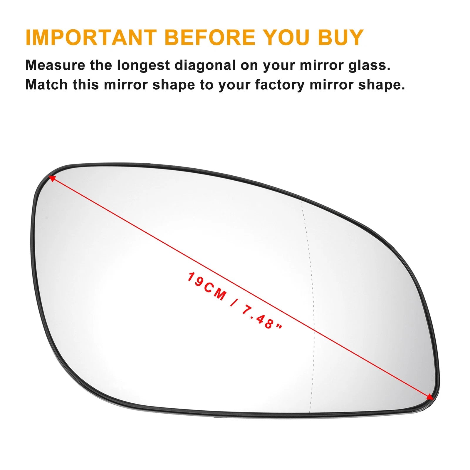 Right Side Heated White Mirror Glass for Opel Vectra C (2002–2008)
