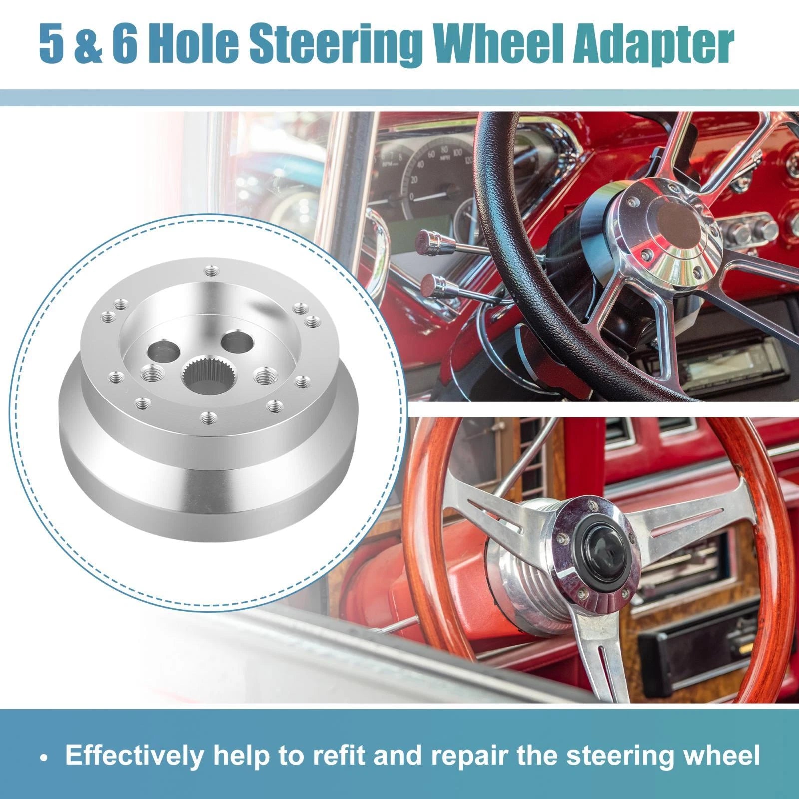 5 Hole Steering Wheel Short Hub Adapter for GM Chevy (T-Columns)