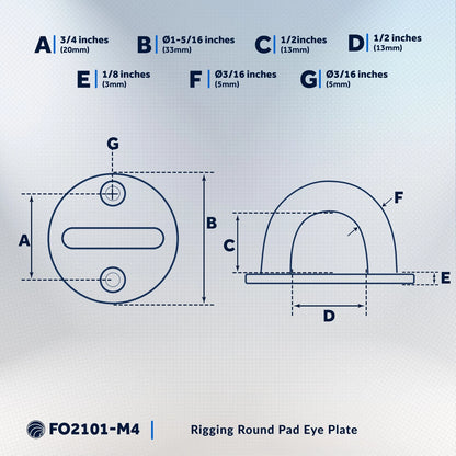 Set of 4 Round Pad Eyes for Heavy Duty Applications (FO2101-M4)
