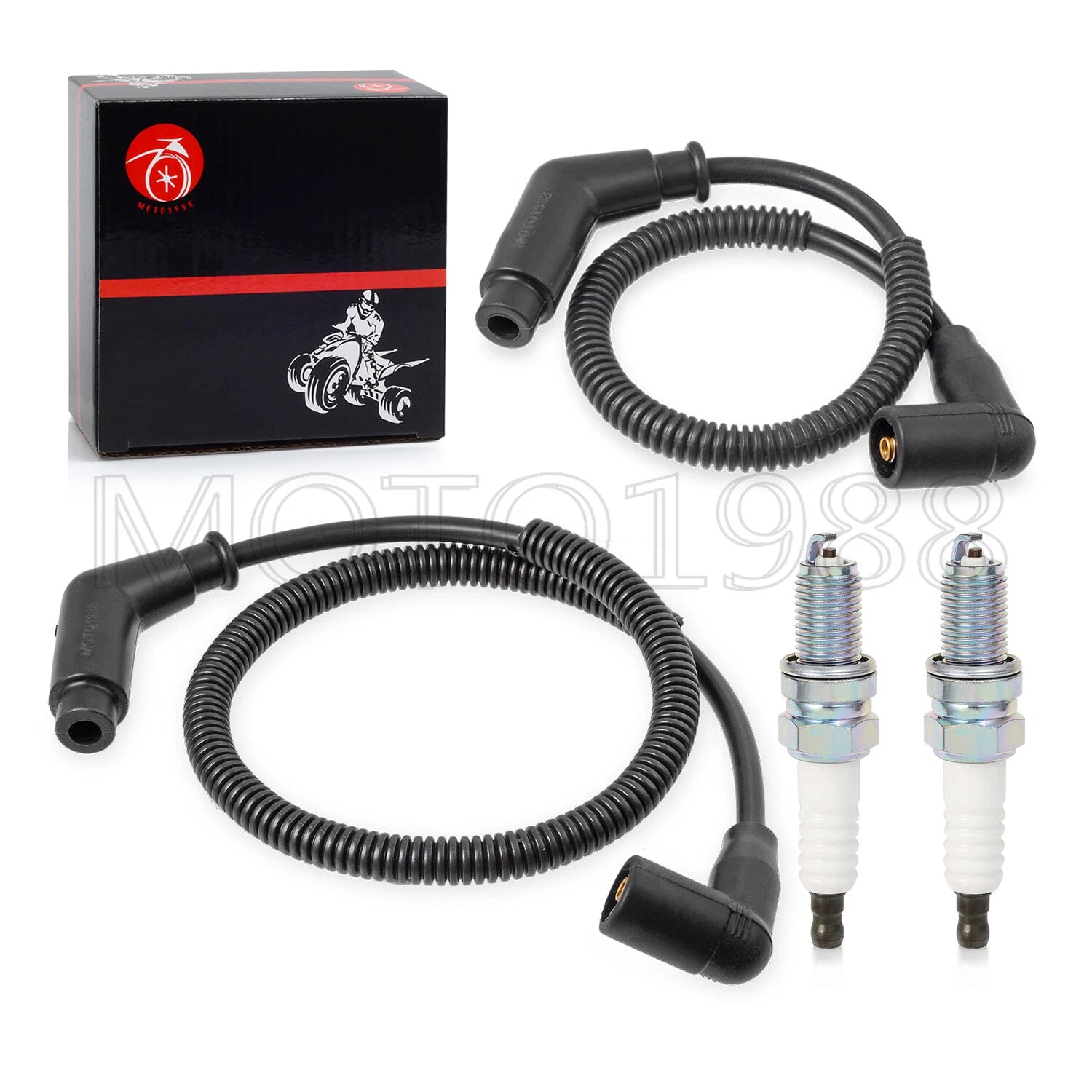 Spark Plug & Wire Cap Set for Can Am Outlander Renegade Commander Max (15in/24.4in)