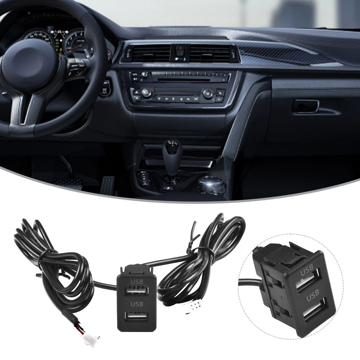 USB Dash Mount Adapter for Universal Vehicles (2010–2023)