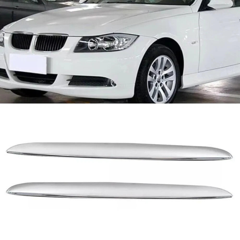 2Pcs Front Hood Cover Chrome Trim for BMW 3 Series E90 E91 (2006–2008)