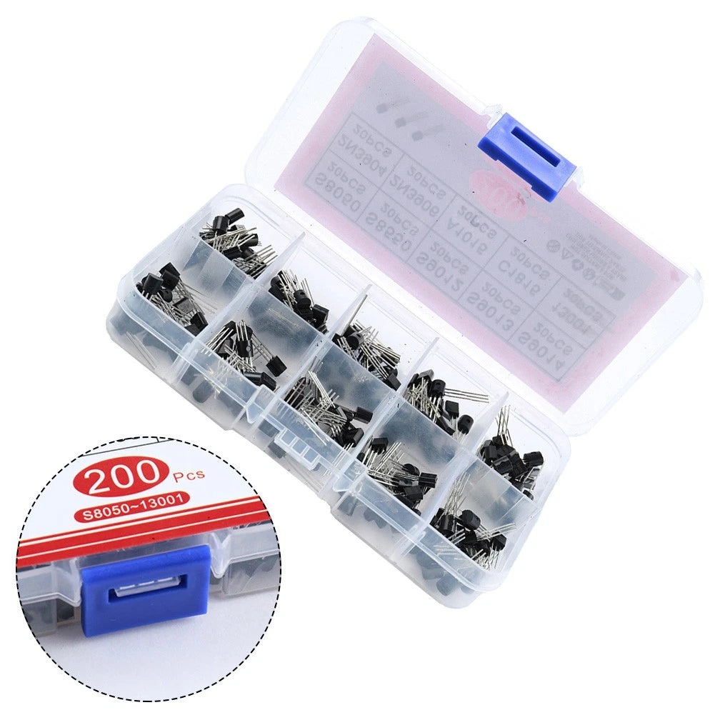 200PCS TO92 Transistor Set for Electronics Creations (10 Types, 20PCS Each)