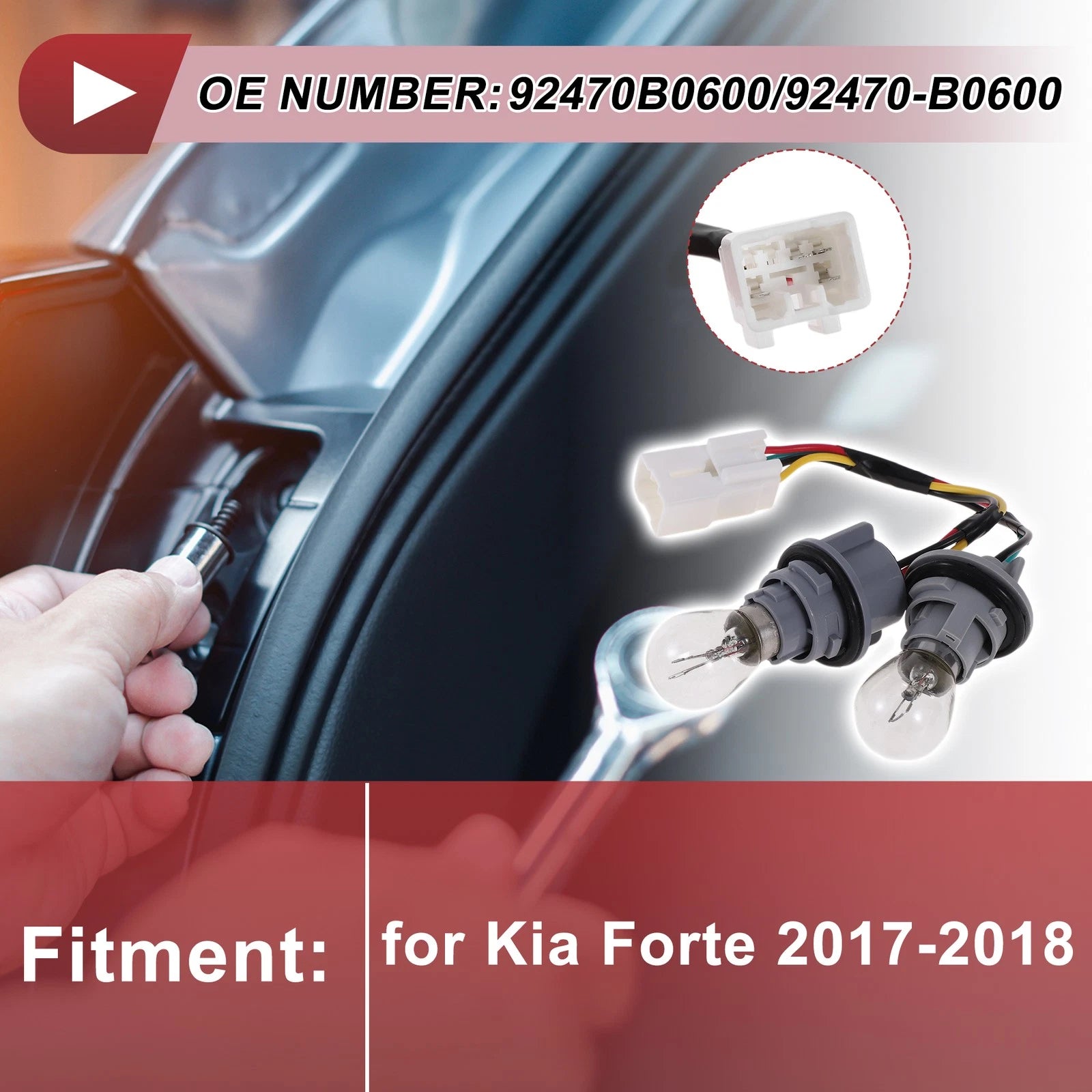 Tail Light Socket Wiring for Kia Forte (2017–2018) No. 92470B0600/92470-B0600