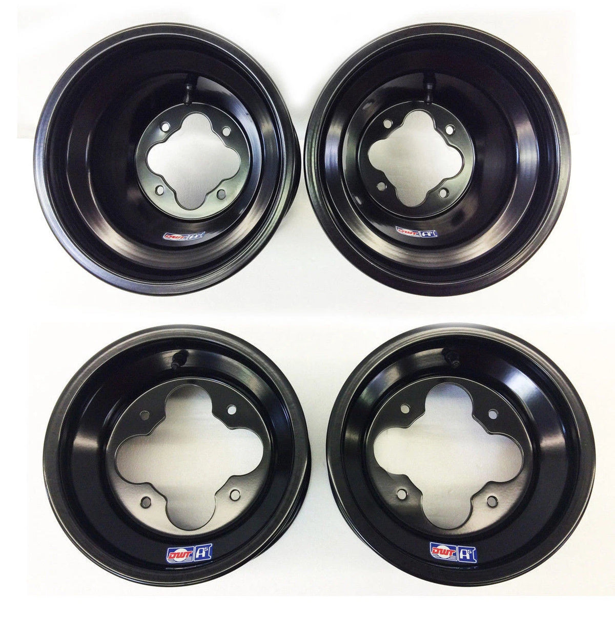 Set of 2 DWT Black A5 Rolled Lip Wheels for TRX 450R 400EX 250R 300 (10" & 9")