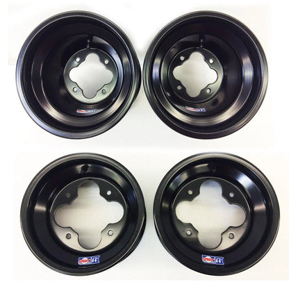 Set of 2 DWT Black A5 Rolled Lip Wheels for TRX 450R 400EX 250R 300 (10" & 9")
