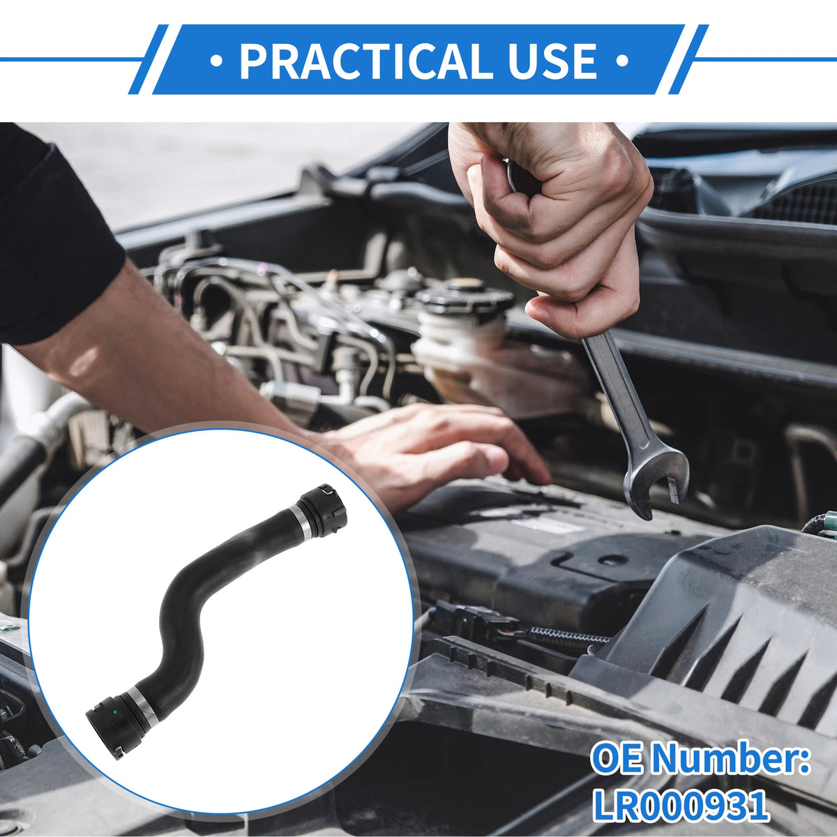 Radiator Hose for Land Rover LR2 (2008–2012) No.LR000931 Rubber 1 Pc