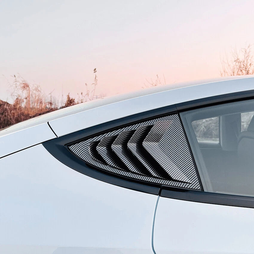Carbon Look Rear Side Window Louver Shutter Cover for Tesla Model 3 (2024+)