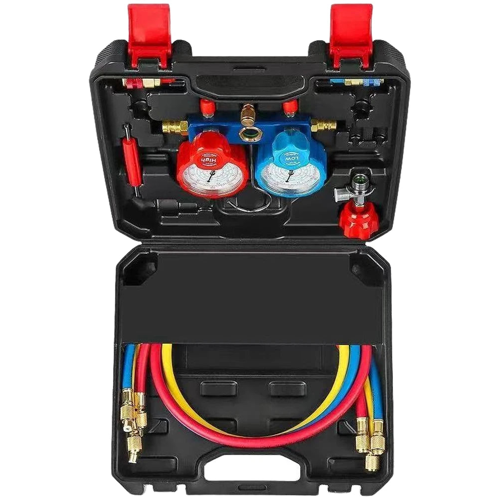 R134a Gauge Kit for Automotive (Includes Manifold & Accessories)
