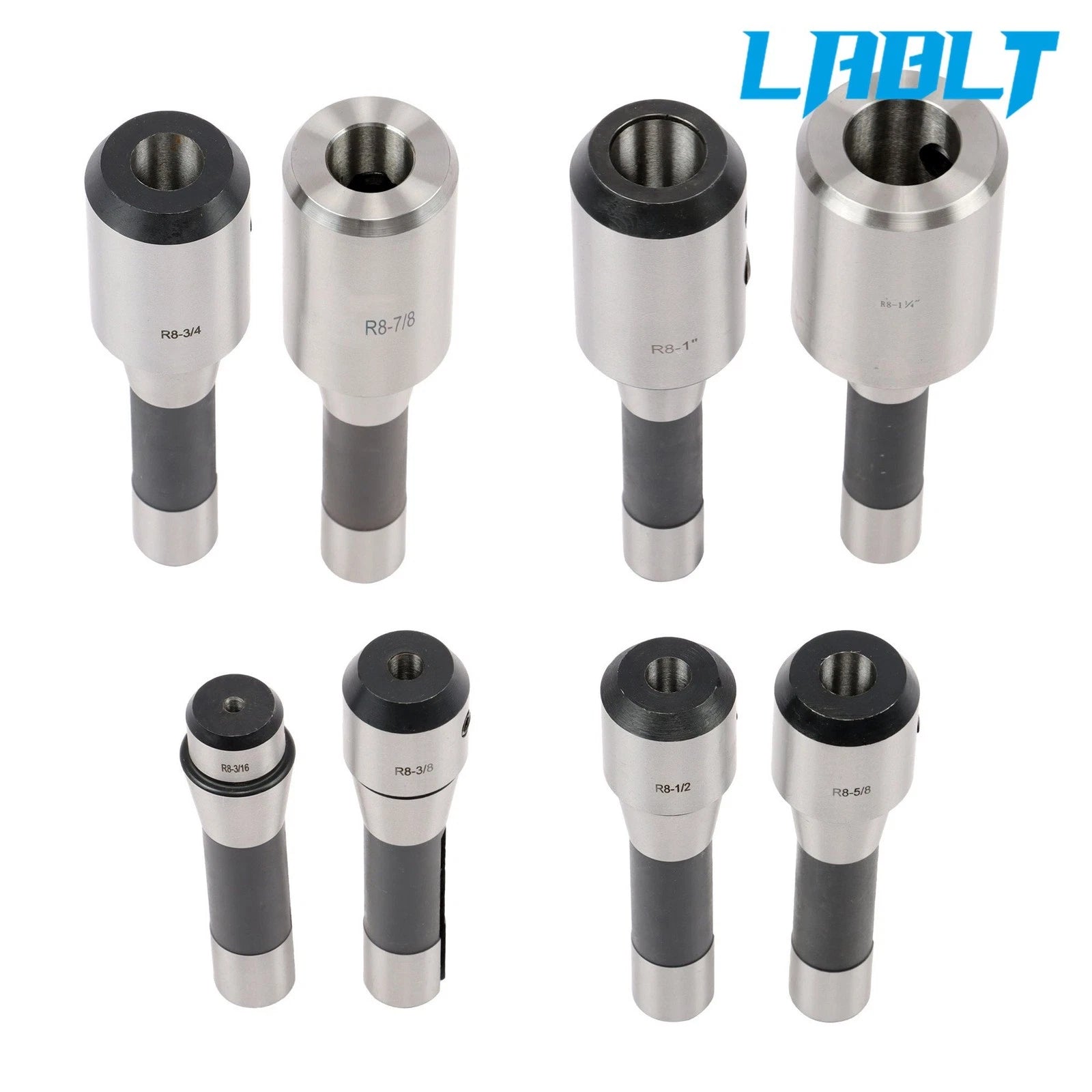 8Pcs R8 End Mill Tool Holder Set 3/16-1-1/4" for Milling Machine