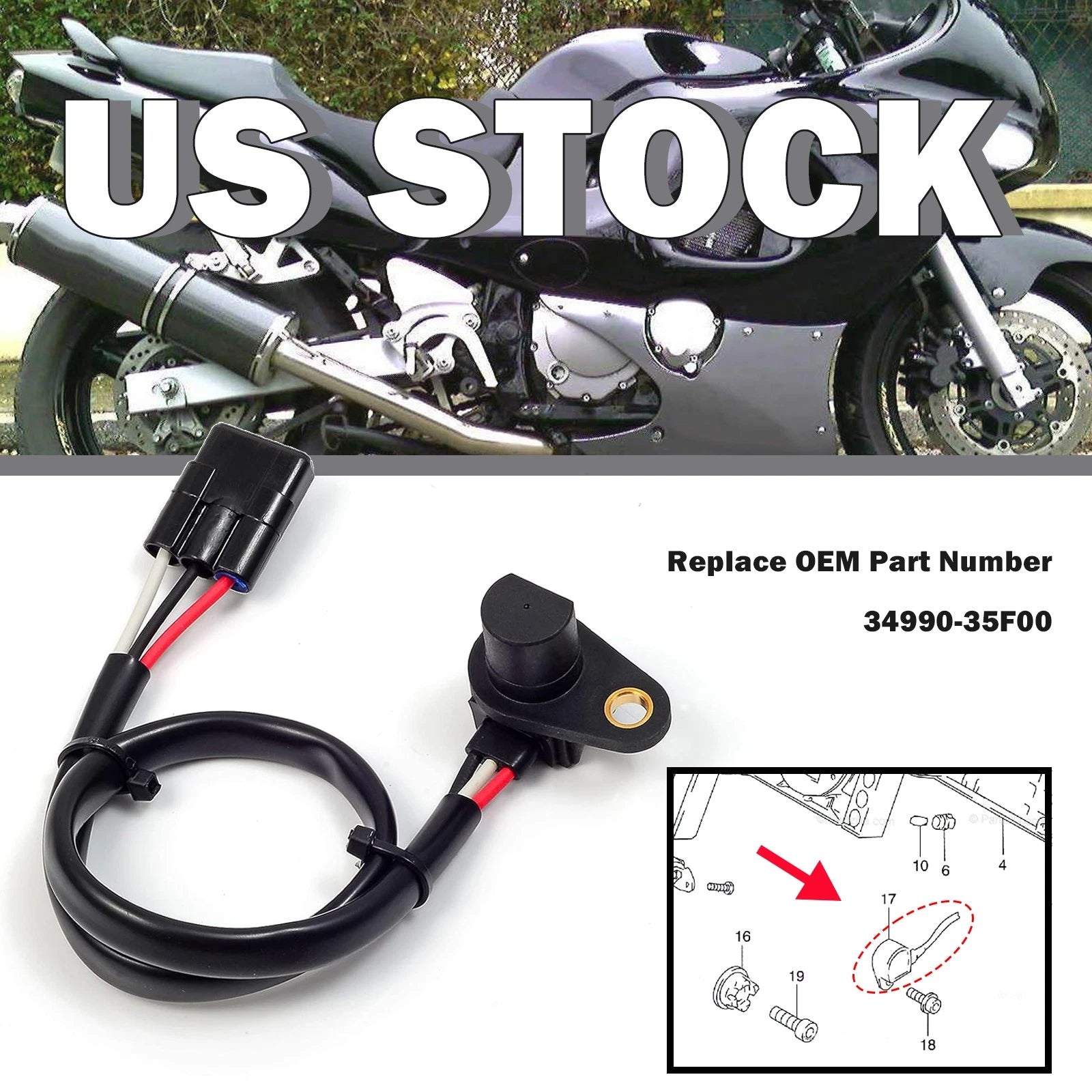 Speed Sensor for Suzuki GSXR 600/750 (2004–2005) 34990-35F00