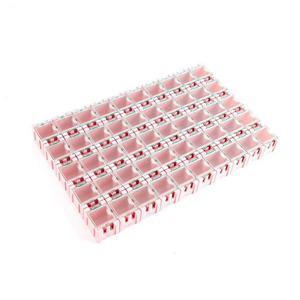 50pcs Plastic Component Storage Boxes for SMD Electronics Parts Organizer