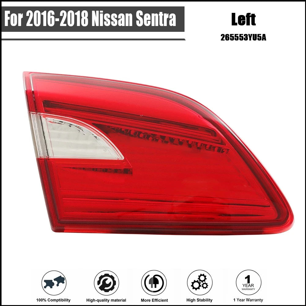 Tail Light Inner for Nissan Sentra (2016–2018) Left Side Halogen Black Housing