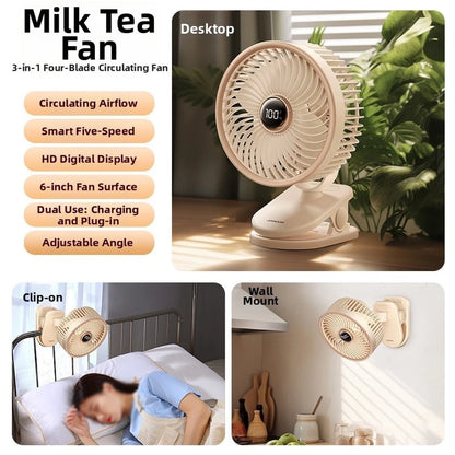 Mini Desk Fan with Digital Display for Home Office (No Part Numbers)