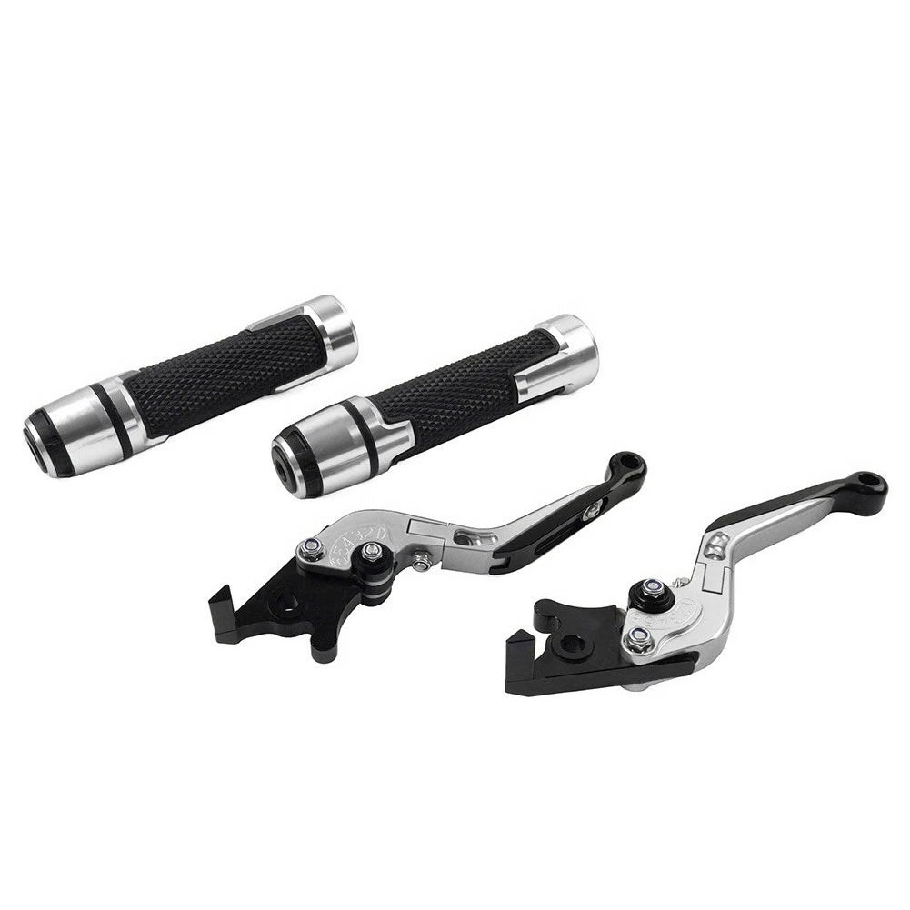 Silver Extendable Brake Clutch Levers Handlebar Grips Sets For Suzuki GSXR150