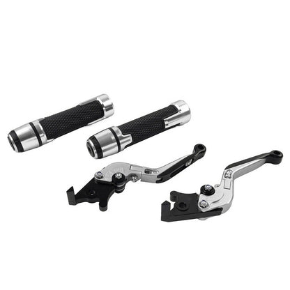 Silver Extendable Brake Clutch Levers Handlebar Grips Sets For Suzuki GSXR150