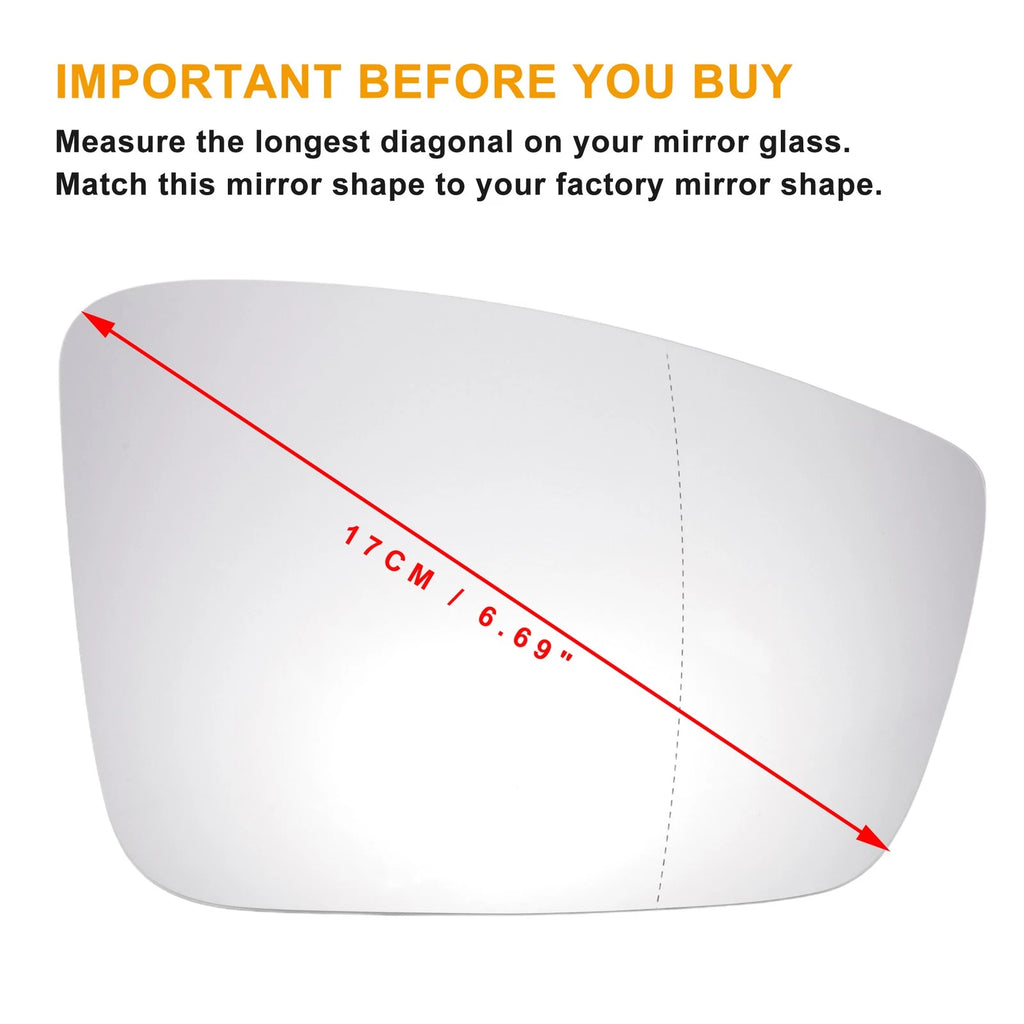 Right Side Heated White Mirror Glass for Skoda Mii (2012–2019)