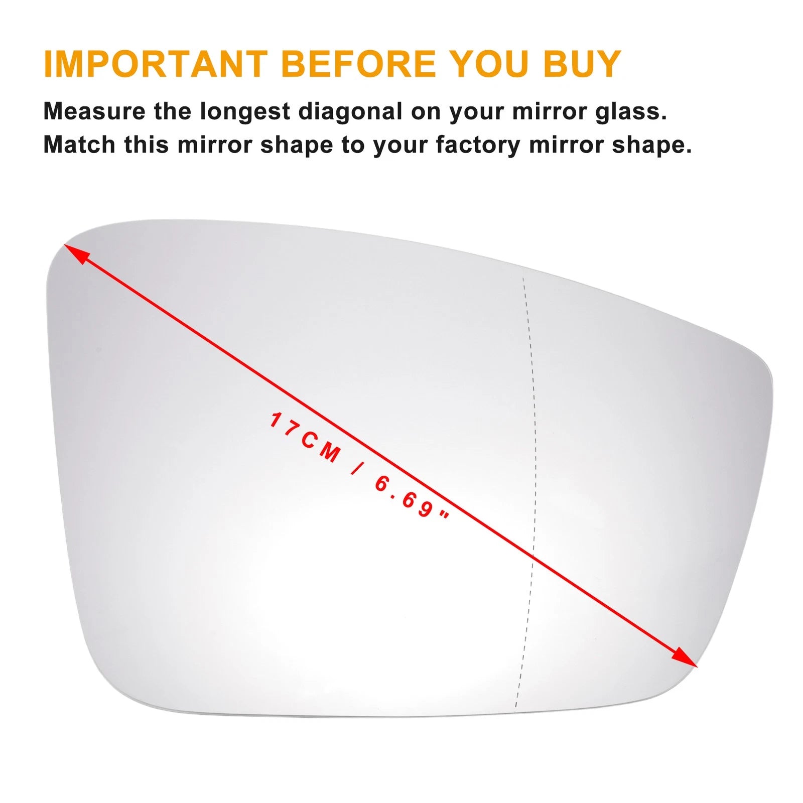Right Side Heated White Mirror Glass for Skoda Mii (2012–2019)