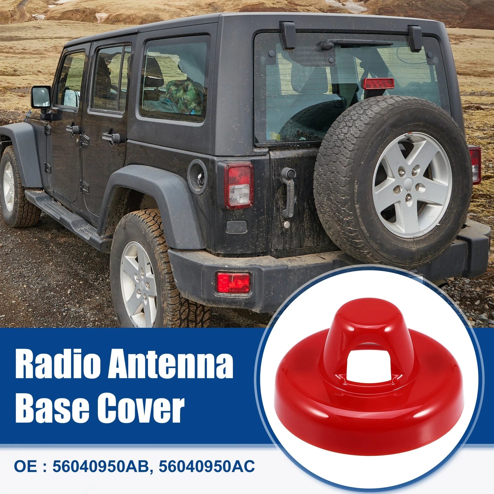 Radio Antenna Base Cover for Jeep Wrangler, Gladiator (2018–2023) - Red