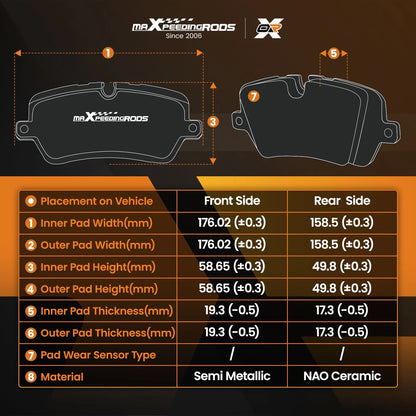 Front Rear Brake Pads Kit for Ford F-150 (2004–2008) P1083 P1012