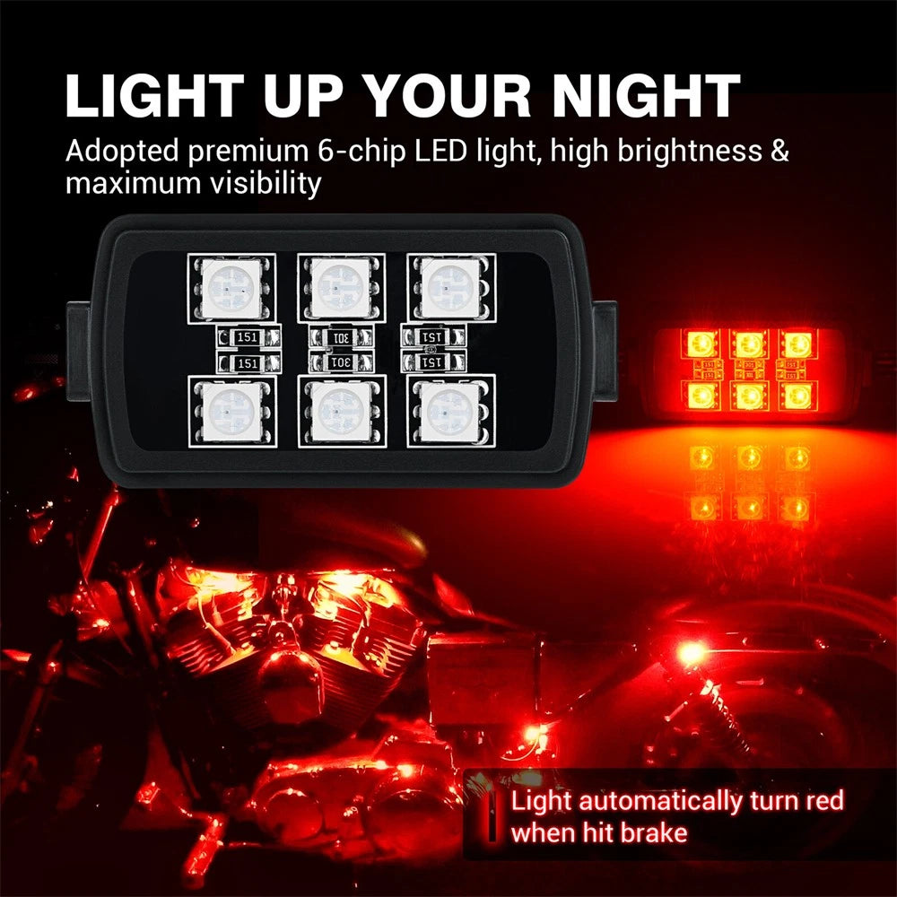 8pcs Multi-Color RGB Motorcycle Underglow Neon LED Accent Light Kit Waterproof