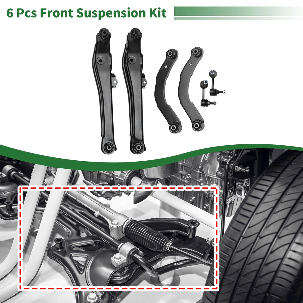 6 Pcs Rear Upper Control Arm Lateral Link Replacement for Jeep Compass (2007–2009)