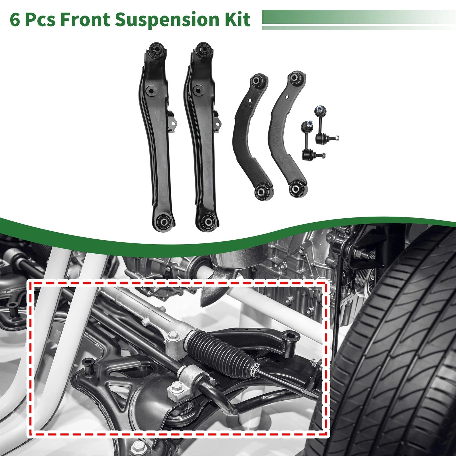 6 Pcs Rear Upper Control Arm Lateral Link Replacement for Jeep Compass (2007–2009)