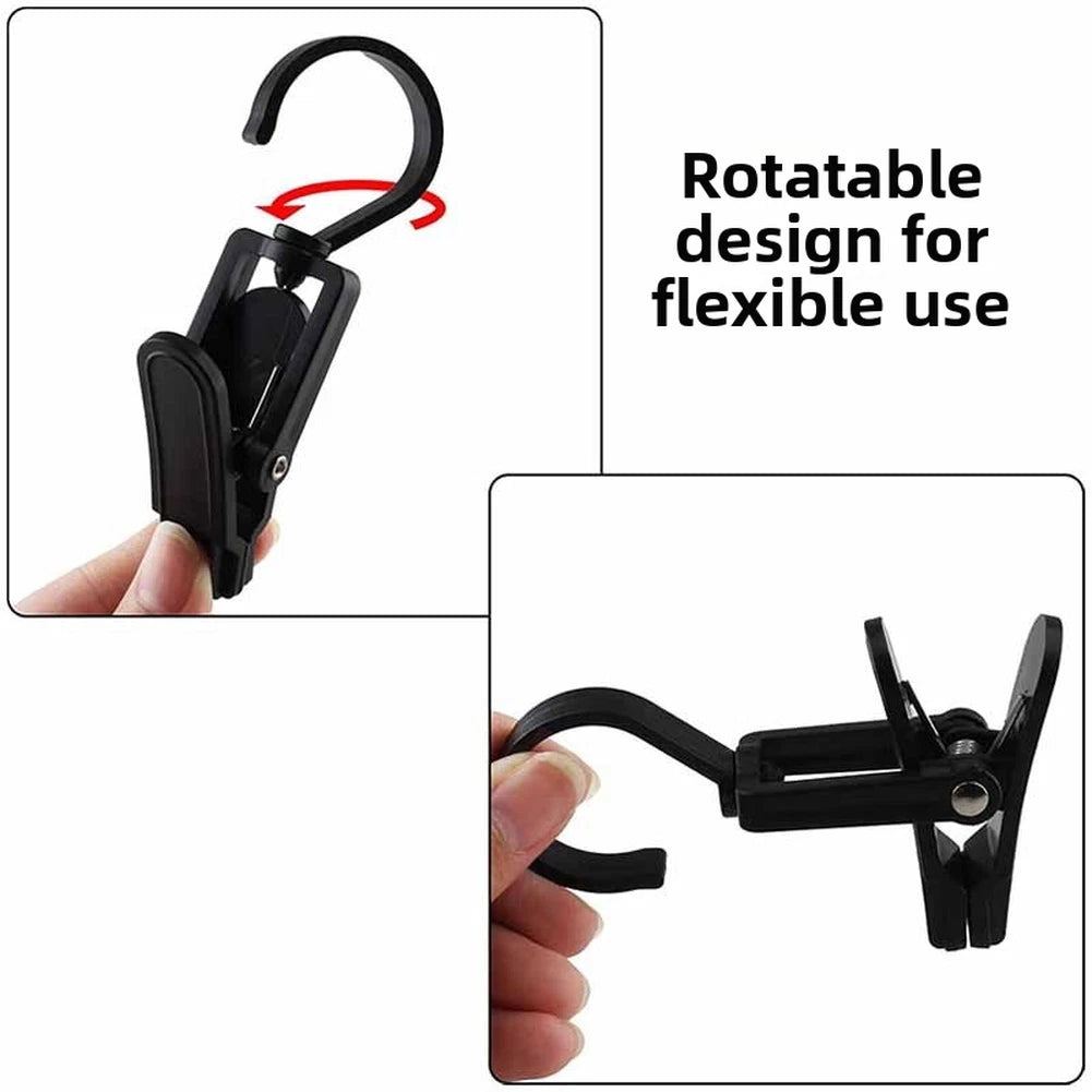 Set of 10 Rotating Hook Clips for Clothes Towels Space Saver