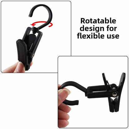 Set of 10 Rotating Hook Clips for Clothes Towels Space Saver