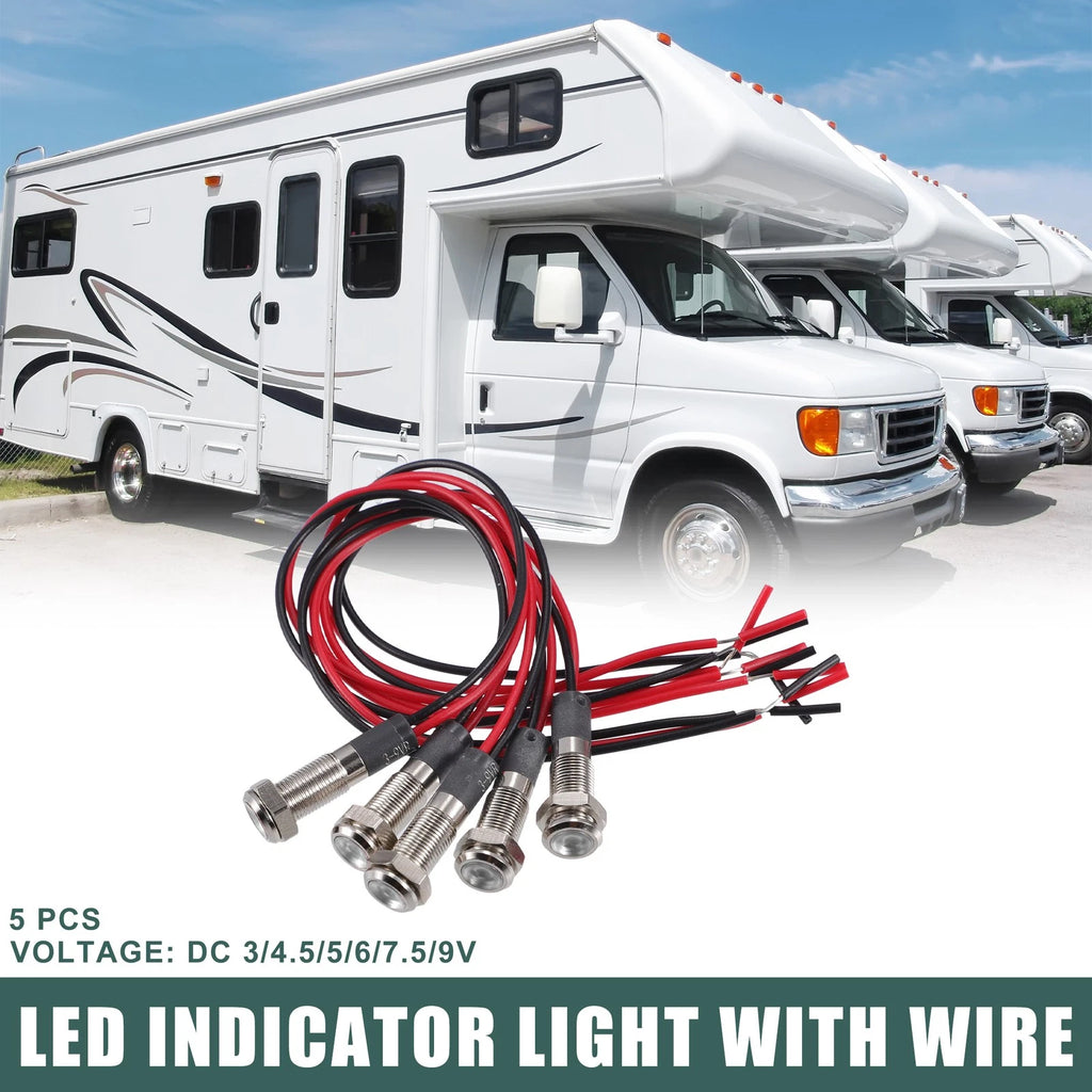 5 Pcs 6mm DC Car Interior LED Indicator Signal Lamp (3V–9V)