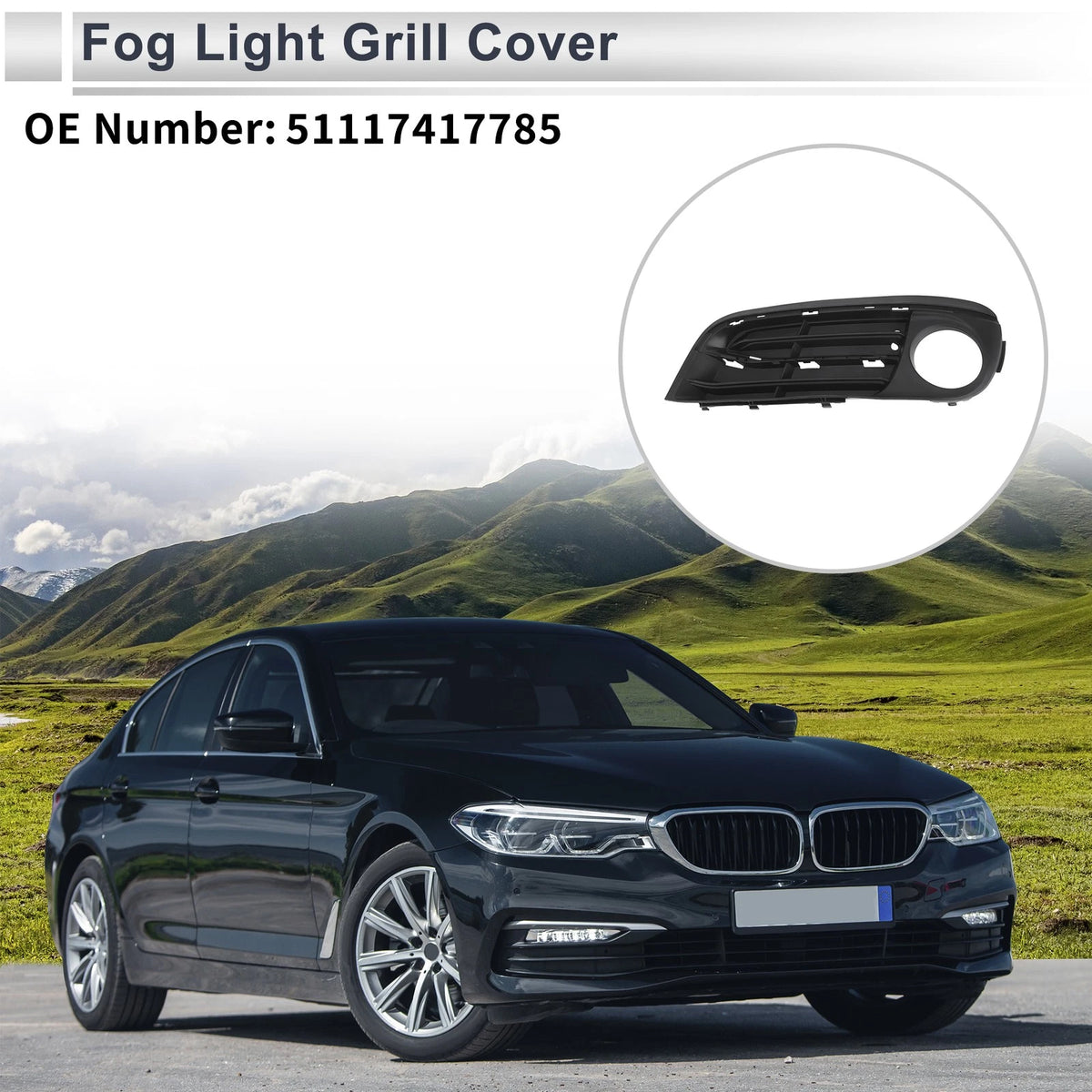1 Pc Fog Light Grill for BMW 5 Series (2014–2017) No. 51117417785