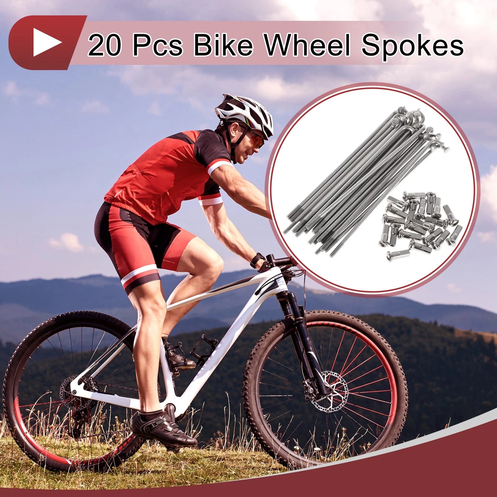 Bicycle Wheel Spokes 85mm Replacement Kit for 20 Set 304 Stainless Steel