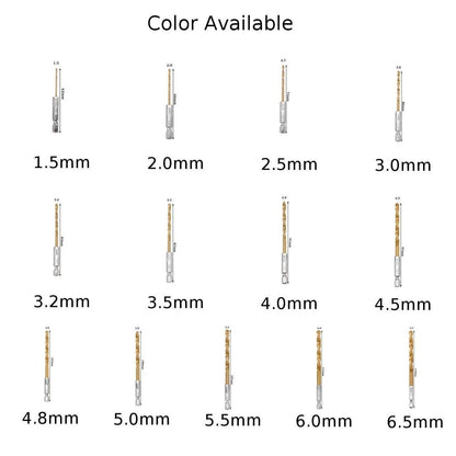 Set of 13 Drill Bits Hex Shank 6.5mm/0.26" for Home & Garden