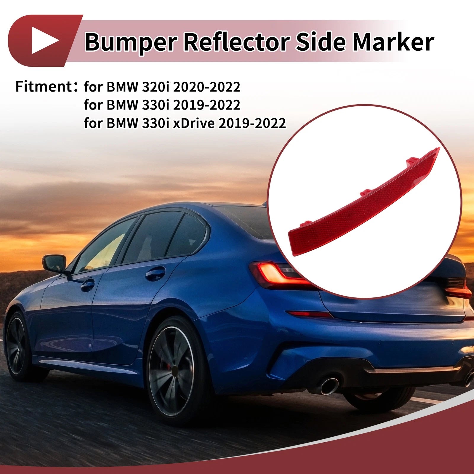 Rear Left Bumper Reflector for BMW 320i (2020–2022)