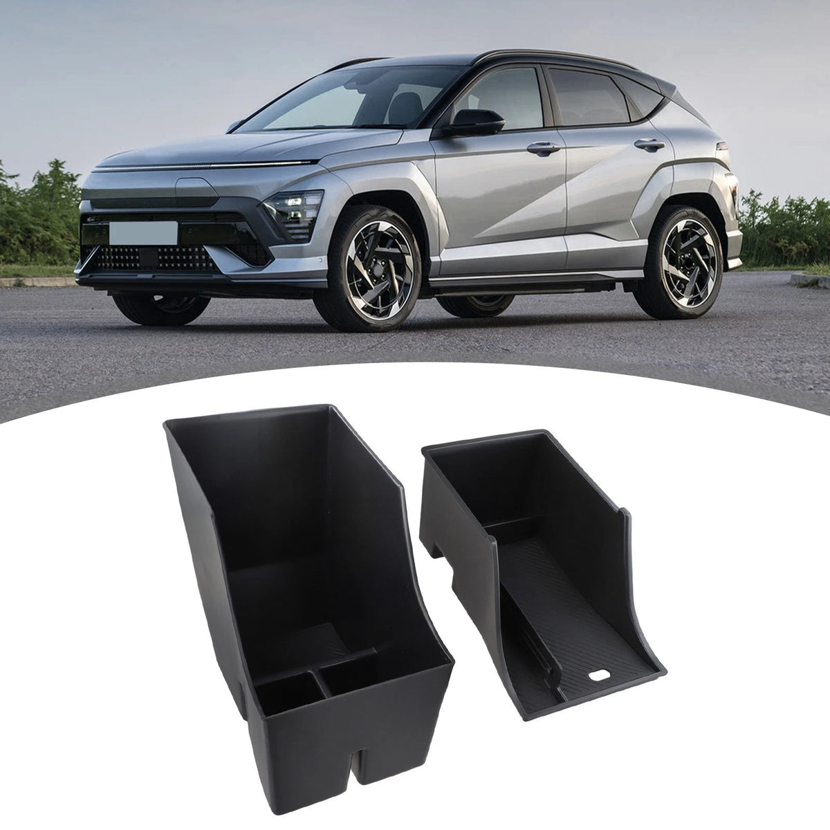 Car Storage Box for Vehicle Organizer (Black Plastic)