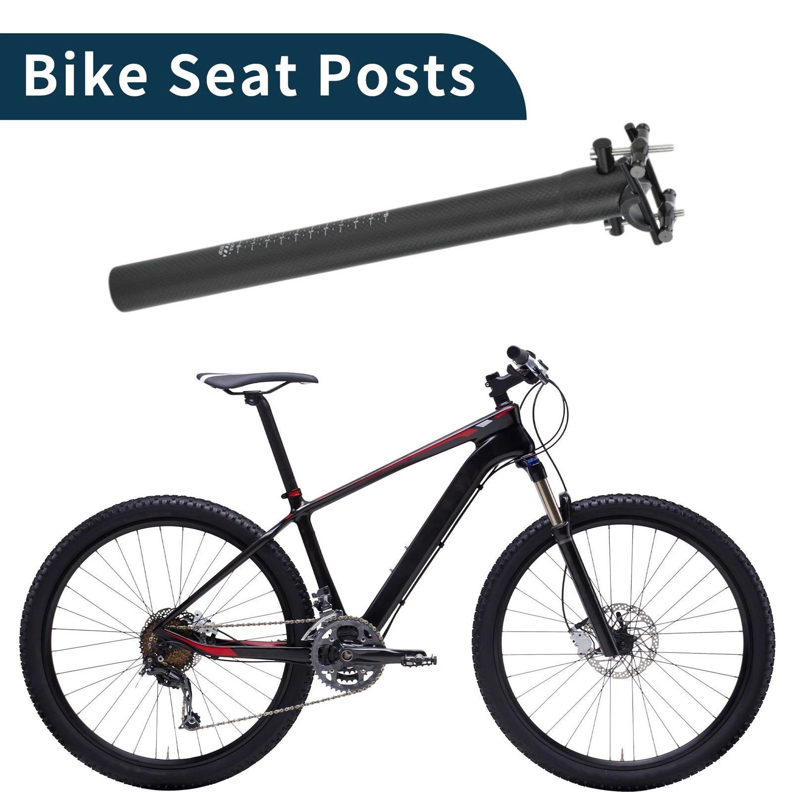 Seat Post 31.6x350mm Lightweight Replacement for Bike Mountain Road (—)