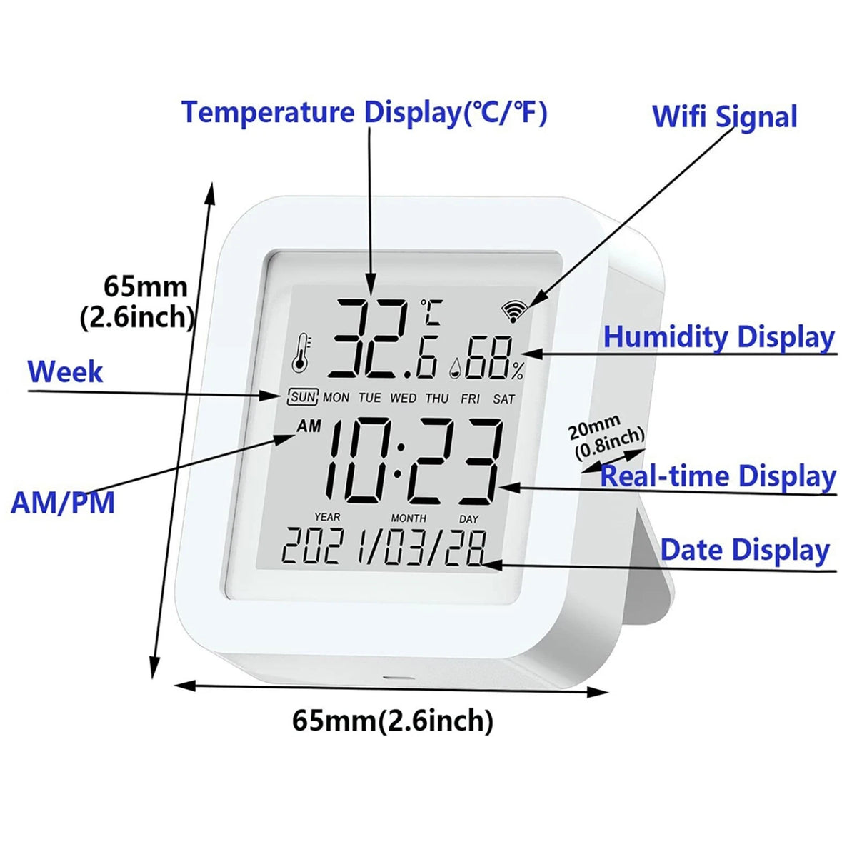 Smart Thermometer Hygrometer Wi-Fi Sensor for Alexa/Google (2018–2023)