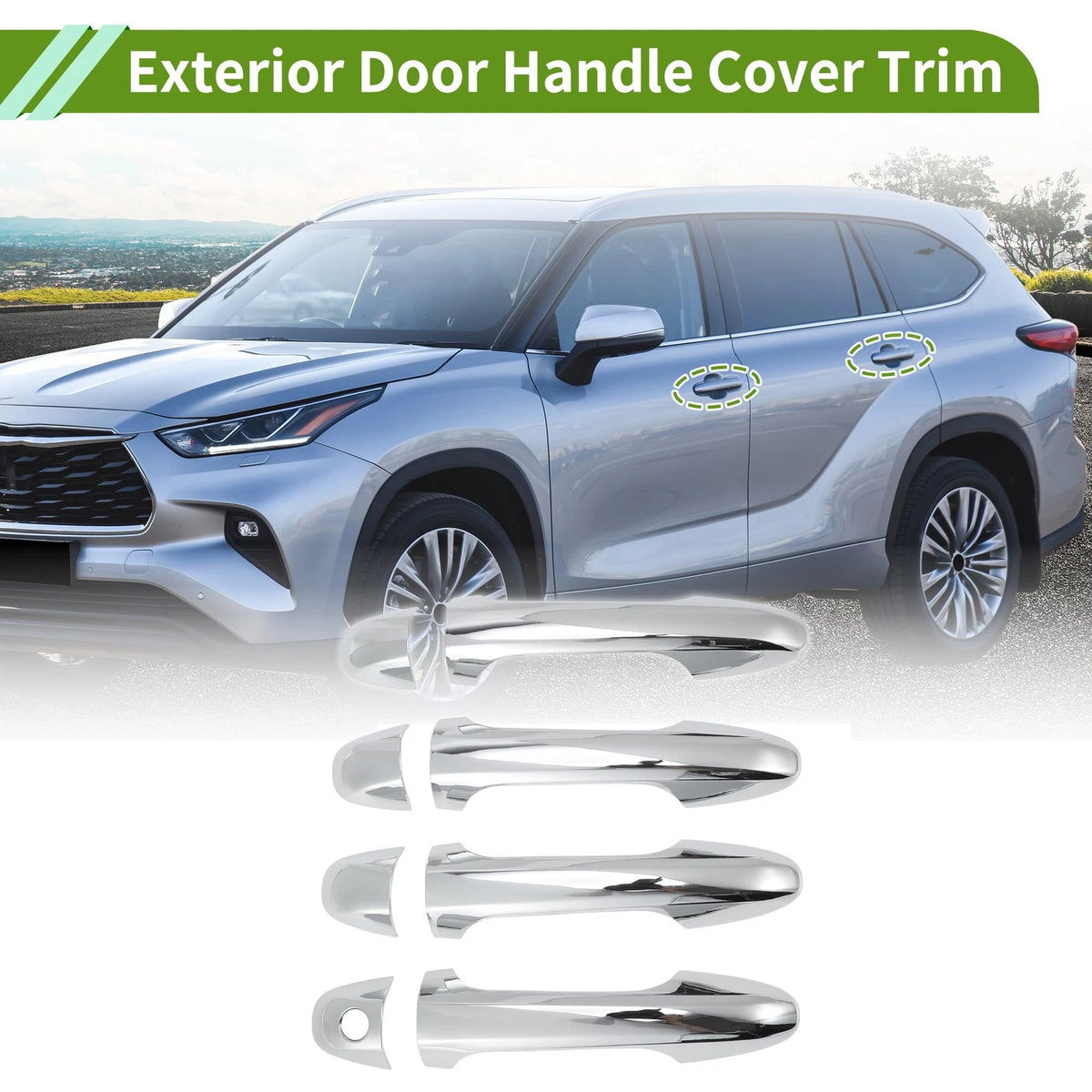 Exterior Door Handle Cover Trim Replacement for Toyota Highlander (2015–2019)